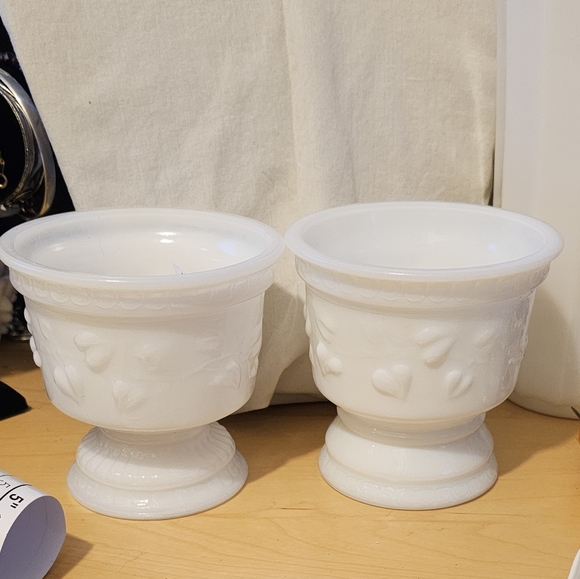 Other - Pair of vintage milkglass heart dishes goblets cups